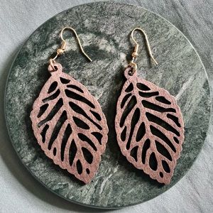 Handmade Wood Leaf Earrings